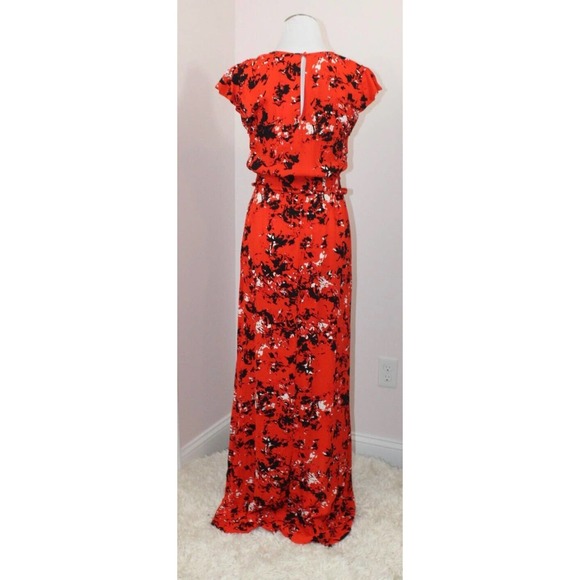 KARINA GRIMALDI Sz M Medium Red Abstract Floral Tamara Print Dress worn once - Picture 4 of 9